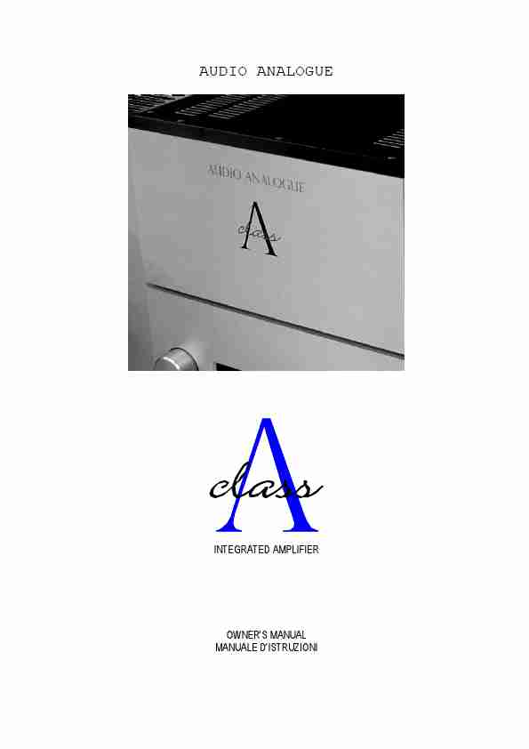 Audio Analogue SRL Stereo Amplifier AUDIO ANALOGUE INTEGRATED AMPLIFIER-page_pdf